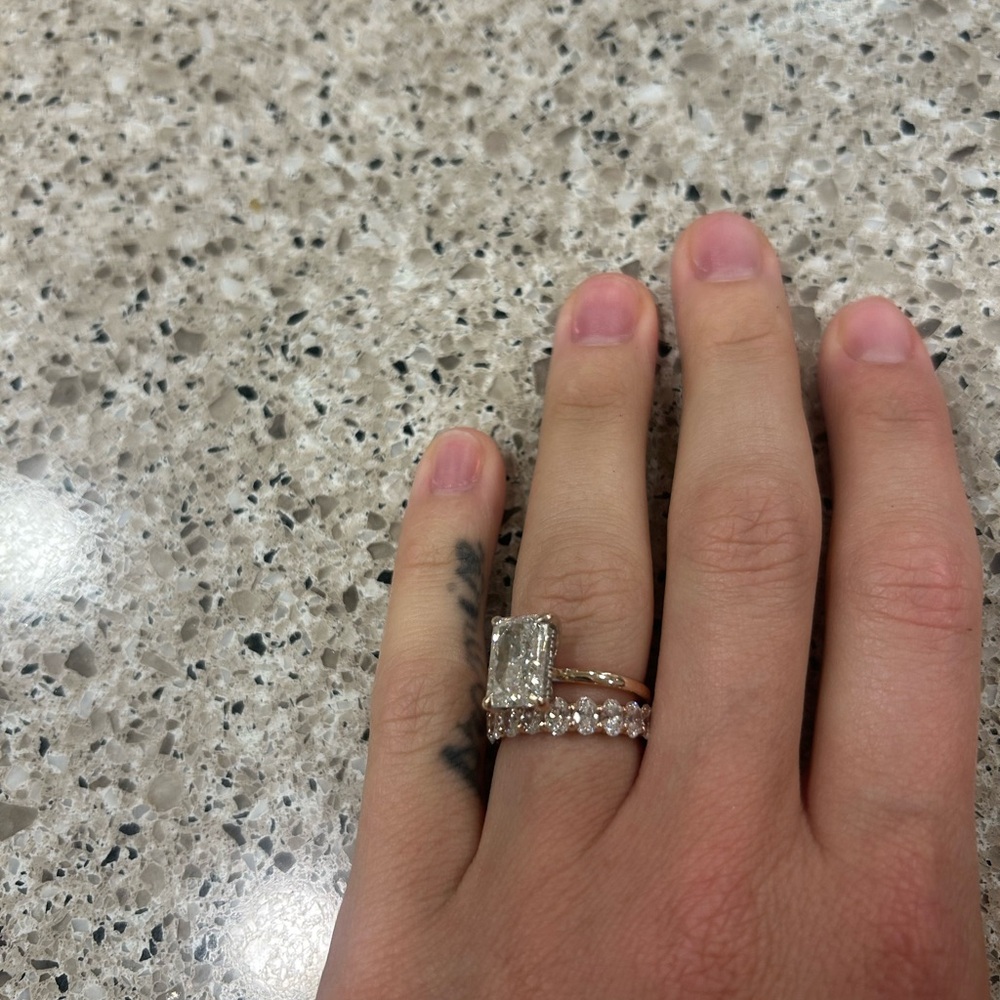 14k rose gold lab grown diamond oval cut eternity band